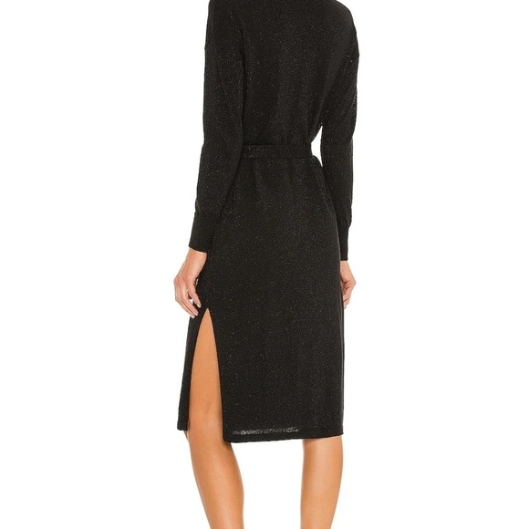 Lovers + Friends Azita Wrap Midi Dress Women M Minimalist Clubwear Goth Cocktail - Picture 2 of 13